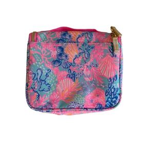 Lilly Pulitzer Hanging Toiletry Bag Pink Blue Tropical Coral Travel Organizer
